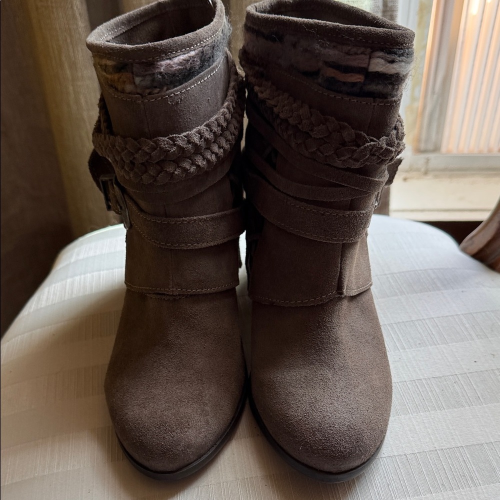 Naughty Monkey Brown Ankle Booties with Braided Straps